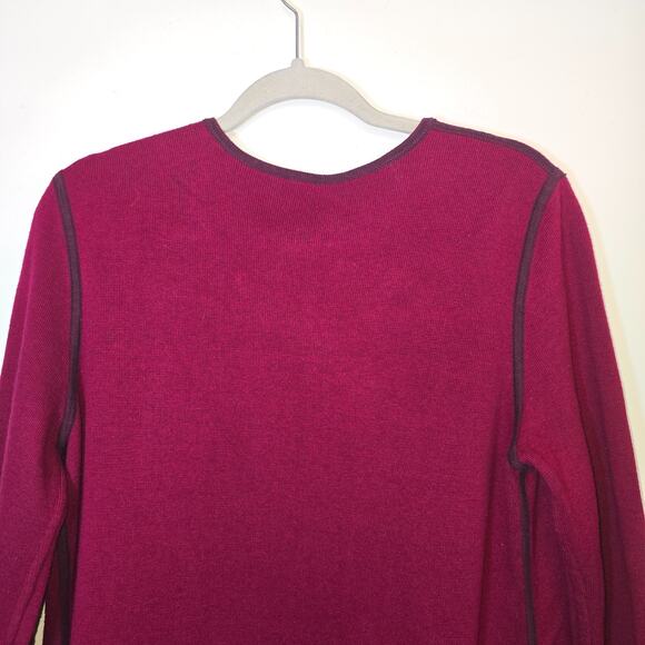 Chico’s Burgundy Purple Reversible Open Cardigan Jacket Cotton Size 2 Large - Picture 6 of 8